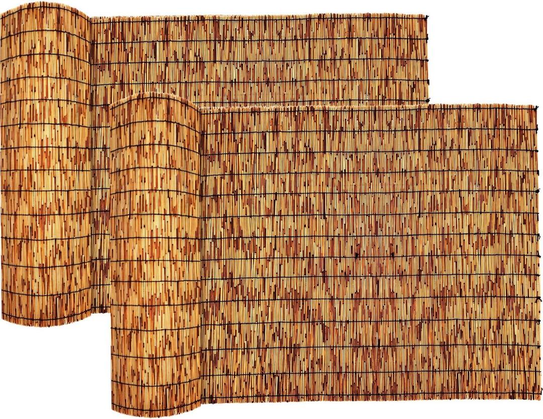 Reed Fencing Rolls, Patio Privacy Screen, Decorative Bamboo Fence Rolls for Patio Balcony Garden Backyard Outdoor,6x16FT(2Pcs) (616FT 2Pack, Brown)