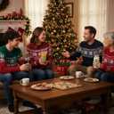 Christmas Gifts, 18oz Color Changing Christmas Glass Cups with Lids and Straw, Glass Tumbler Iced Coffee Drinks Cups for Holiday Party (1 Pack)