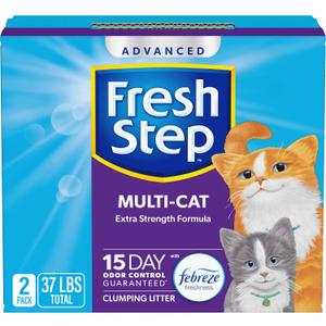 Fresh Step Advanced Multi Cat Clumping Litter with Febreze Freshness, Fresh Step Clumping Cat Litter Extra Strength Formula, 37 lbs. (2 x 18.5 lb. Box)