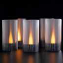 LANKER Flameless Candles, Battery Operated LED Pillar Candles, D1.5 x H3 inch, Romantic Flickering Warm Yellow Light with Black Base, Set of 12 (Black)