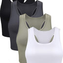 Boao 4 Pieces Basic Crop Tank Tops Sleeveless Racerback Crop Top for Women M