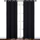 NICETOWN Blackout Draperies Window Curtain Panels, Autumn/Winter Thermal Insulated Solid Grommet Blackout Curtains/Drapes for Cafe (Set of 1, 60 inches by 84 inches, Black)