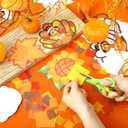 Feifeiya 24 Sets Thanksgiving Crafts Kit DIY Fall Paper Crafts with Colored Tissue Paper Sticker Tool Turkey Pumpkin Leaf Acorn Suncatcher Hanging Ornaments for Classroom Activity Harvest Party Window