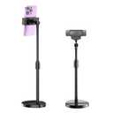 LenTok Telescopic Webcam Tripod Stand for Desk with Phone Holder, Desktop Webcam Mount Compatible with C922 C930e C920S C920 C615 C960 C920x Brio 4K, Table Phone Stand with 1/4'' Thread