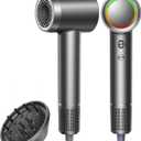 Hair Dryer, 160000 RPM Professional High-Speed Blow Dryer 500 Millions Negative Ionic Care Hair Dryer for Fast Drying, Low Noise Thermo-Control Hairdryer, Travel with Diffuser, Gray