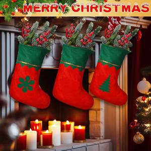 6 Pack Christmas Stocking 15 Inch Xmas Fireplace Santa Socks Christmas Tree Hanging Stockings Decoration for Holiday Family Party Accessory(Red Green)