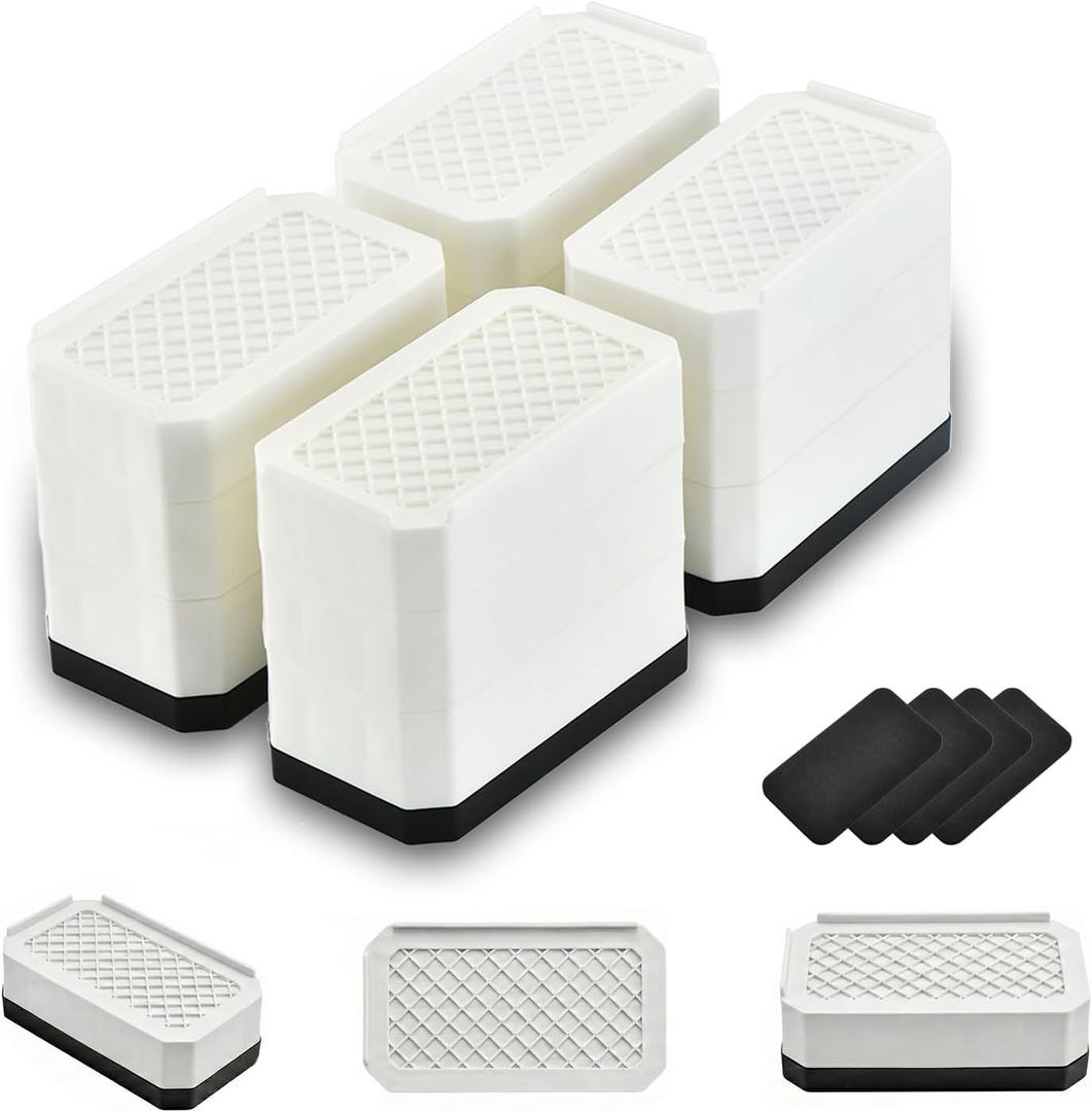 Rectangle Bed Risers Furniture Risers Heavy-Duty Rectangular Adjustable Block Lift to 3 inches and 4.3 inches Desk, Sofa, Chair Legs, Support up to 4000 pounds WH-3