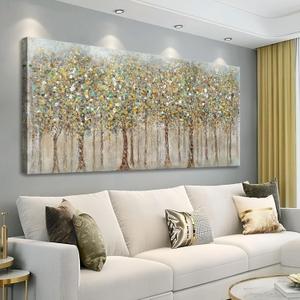 dgbtcart Colorful Trees Canvas Wall Art Abstract Natural Plant Painting Decor Vintage Landscape Picture Artwork Poster for Living Room Office Home Decoration 24" x 48"