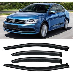 Window Rain Guards for 2011-2018 Volkswagen (VW) Jetta, Window Visor Guard Vent Shade Wind Deflector Rain Shield Protector Sun for 11-18 Jetta 2012 2013 2014 2015 2016 2017, Outside-Mount, 4PCS