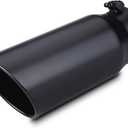LCGP 4" to 5" Diesel Exhaust Tip, 12" Overall Length Bolt On Design Truck Tail Tip, Black Powder Coated,Rolled Angle Cut Design