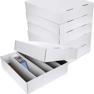 Yexiya 4 Pcs 5000 Count Card Storage Boxes with Divider for Trading and Gaming Cards White Cardboard Holder Collector Organizer for Deck of Play Pieces Sport Basketball Card
