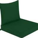 downluxe Outdoor Chair Cushions 24x24 with Removable Cover, Waterproof Patio Furniture Cushions, Deep Seat Cushions for Outdoor Furniture with Backrest for Sofa, Couch and Patio Chairs, Forest Green