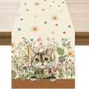 XCHI Wildflowers Cat Daisy Spring Table Runner Summer Table Decoration for Party Home Kitchen Dining Holiday Decor 13x90 Inch