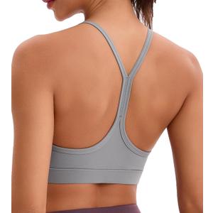 Women's Sports Bras Y Back Racerback Removable Padded Strap Yoga Bras Low Impact Workout Top (Medium, Light Grey)