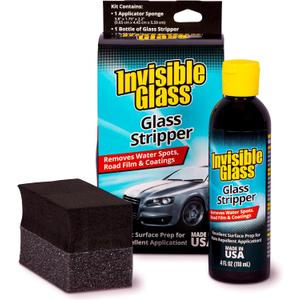 Invisible Glass 91411 Glass Stripper Hard Water Spot Remover Strips Coatings, Waxes, Oils & Road Film Preps Windshields for Rain Repellent & Ceramic Coating 4 Fl Oz