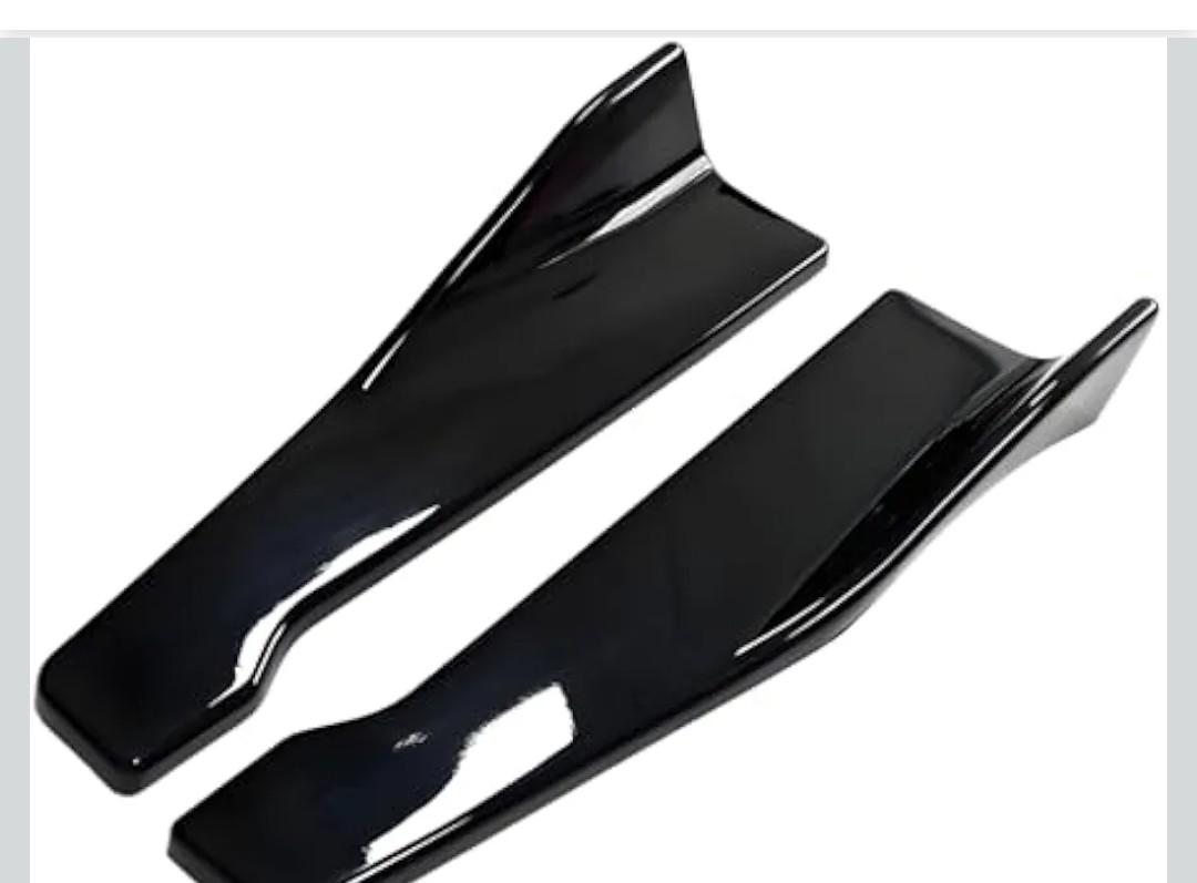 Universal Rear Diffuser Car Spoiler, Rear Bumper Lip Body Spoilers Black Lip Side Skirt Spoiler Splitter Wrap Angle Protector Exterior Decoration Trim Kit Anti-Scratch (Smooth Black 1)