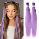 Purple Braiding Hair 24Inch 3 Packs Braiding Hair Pre Stretched Colored Hair Extensions for Twist or Box Braids Long Crochet Synthetic Easy Braids for Woman and Girls