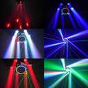 Moving Head DJ Lights 150W RGBW, 6-Arm Party Stage Light with Remote | 150W RGBW 6-arm beams, LED strip, DMX-512 & sound-activated, quiet motor, sharp beam through haze/fog, home party use