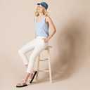 Amazon Essentials Women's Mid-Rise Slim-Fit Stretchy Cropped Tapered Leg Khaki Pants , White, 32 Plus