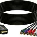 eSynic Portable YPbPr to HDMI Converter Cable - All-in-One Female Component to HDMI Adapter with Built-in Plug- for Xbox 360/PS2/Wii/DVD Player to HDTV-1080P@60Hz Pass-Through (NOT for RGB Signals)