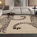 OJIA Leopard Print Rugs for Living Room Beige  Rug Washable Area Rugs for Bedroom, Modern Non-Slip Ultra-Thin Soft Large Carpet Non-Shedding Nursery Rug for Kids Playroom Dining Room Home Decor , Size 300 cm x 240 cm