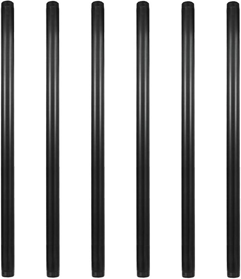 GeilSpace 6 Pack 3/4" 24" Pre-Cut Black Metal Pipe, Industrial Steel Fits Standard Three Quarters Inch Black Threaded Pipes and Fittings - Vintage DIY Industrial Shelving (3/4" 24")