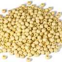 [400PCS] Beige Wooden Beads, 16mm Large Round Beige Painted Natural Wood Loose Spacer Beads Bulk for DIY Crafts Festival Home Party Decoration