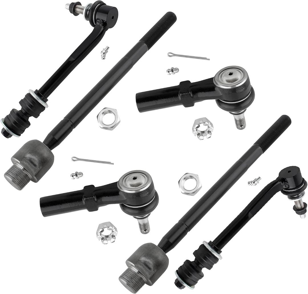 6pcs Front Sway Bar End Links K750026 Front Outer Tie Rod Ends ES800321 Front Inner Tie Rod Ends EV800398 Fits 15mm Thread Tie Rods,for 2007-2009 Chrysler Aspen, for 2004-2009 Dodge Durango