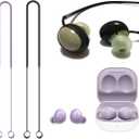 Luckvan 2 Pcs Anti Lost Rope Earbuds Cover for Galaxy Buds 2 Replacement Ear Tips for Samsung Galaxy Buds2 Earbuds Wireless, Black+Purple