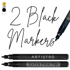 ARTISTRO 2 Black Acrylic Paint Markers - 0.7mm Extra Fine-Tip Paint Pens - Perfect for Crafting, Art Projects, & More