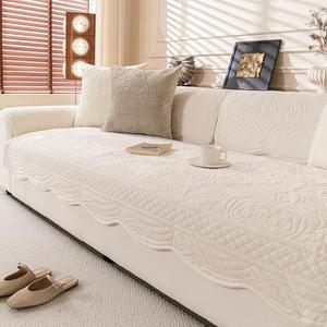 KaviKon Couch Cover Sofa Covers Washable, Velvet Fleece Sofa Slipcovers for 3 Cushion Couch, Non-Slip Furniture Protector for Dog Pet, L Shaped Recliner Sectional Couch Cover White,36"X63"(Only 1 Pcs)