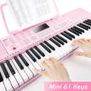 Vangoa VGK610 Piano Keyboard, 61 Mini Keys Portable Music Keyboard for Beginners with Microphone, 3 Teaching Modes, 350 Tones, 350 Rhythms, 30 Demos, Pink