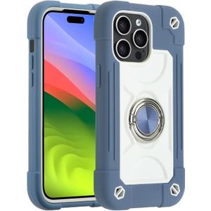 MARKILL Compatible with iPhone 15 Pro Case 6.1 Inch with Ring Stand, Military Grade Drop Protection Full Body Rugged Heavy Duty Case 3 in 1 Protective Durable Cover for iPhone 15 Pro. Blue
