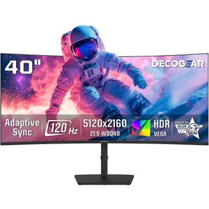 Deco Gear 40 Curved 5K2K Nano IPS Monitor | 5120×2160 UltraWide 21:9 Display, 120 Hz Refresh | 65 W USB-C PD | HDR, Adaptive Sync | Built-in Speakers for Work
