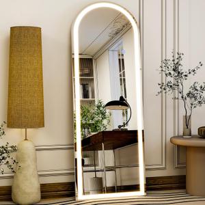 GLSLAND 20"x56" Arched LED Full Length Mirror with Lights  Wall Mounted or Standing Full Body Mirror for Bedroom/Cloakroom  Dimmable with 3 Color Lighting Modes