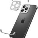 aidvaia Metal Frameless Phone Case Compatible with iPhone 16 Pro Phone Models with Camera Lens Protector Metal Shockproof Phone Cover Minimalist Yet Protective Bumper Shell (Metal-Titanium Gray)