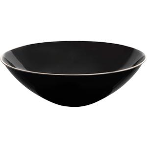 PLASTICPRO [16 OZ 40 Count] Black Plastic organic Party Soup bowls With Gold Rim Premium heavyweight Elegant Disposable Tableware Dishes
