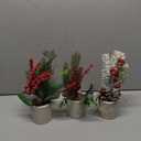 winemana 3 Pack Mini Christmas Trees for Table Centerpieces, 11 Inch Small Artificial Xmas Tree with Red Berries & Pine Cones for Home, Office Desk, Tabletop, Indoor Holiday Decorations