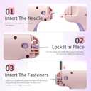 Stitch Gun for Clothes, Handheld Quick Clothing Fixer, Mini Sewing Kit, Tag Gun Includes 2 Needles, 1000 Black Fasteners & 1000 White Fasteners (Pink)