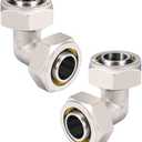 2PCS 3/4 Elbow Air Piping Fittings, Air Line Fittings For Shop Garage Compressed Air line System Kit Brass-Nickel Plated, 200PSI
