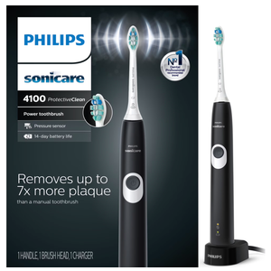 Philips Sonicare ProtectiveClean 4100 Plaque Control, Rechargeable Electric Toothbrush with Pressure Sensor, Black HX6810/50