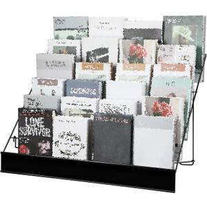 Queekay 6 Tier Wire Countertop Rack black Comic Book Holders Wide Wire Magazine Rack Tabletop Display Stand for Table Top Book Brochure Literature Comic Greeting Card Shelf Holder Stand