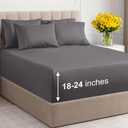 Extra Deep Queen Sheet Set - 6 Piece Breathable & Cooling Sheets - Hotel Luxury Bedding Set w/18-24 Inch Extra Deep Pockets - Easy & Secure Fit - Super Soft, Wrinkle Free and Comfy - Grey, Queen Size (07 - Dark Grey)