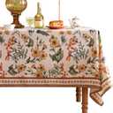 Designer Vintage Linen Block Print Tablecloth,William Morris Table Cloth for Rectangle Tables,Wrinkle Resistan Table Cover,Decor for Kitchen,Dining,Tea Party,Home,Christmas,55"*71" (Anthea)