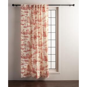 Maison d' Hermine Curtains for Living Room 100% Cotton 84 inch Length One Panel Light Filtering Toile Curtains for Bedroom Windows with Rod and Loop Pockets Drapes (Calais Cardinal, 50" W x 84" L)