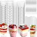 400-Pack 5 oz Dessert Cups with Lids and Spoons, Clear Plastic Parfait & Yogurt Cups, Mini Shooter Cups for Parties, Ice Cream, Pudding, Fruit | Square Appetizer Containers