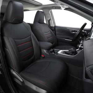 RISINGSTAR Rav4 Seat Covers, fit 2019-2025 Toyota Rav4 XLE LE XLE Premium Limited Base SUV, not for Adventure and TRD-Off(Black&Red)