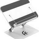 Amazon BESIGN Acrylic Book Stand for Reading, Adjustable Holder with Rotating Base & Page Clips, Foldable Desktop Stand for Textbooks, Cookbooks, Laptops, Tablets, Music Sheets, Recipes