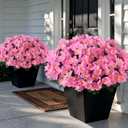 Juxdp 16 Bundles Artificial Camellia for Front Door Outside - Faux UV Resistant Real Looking Camellia Flowers Fake Silk Bouquets Plants for Garden Window Farmhouse Home Spring Summer Decor (Pink)