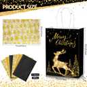 Funrous 16 Pcs Gold Black Christmas Bags with Tissue Paper Xmas Black and Gold Gift Bags Metallic Gold Black Goody Treat Bags with Handles for Christmas Thanksgiving Candy Cookies Party Supplies